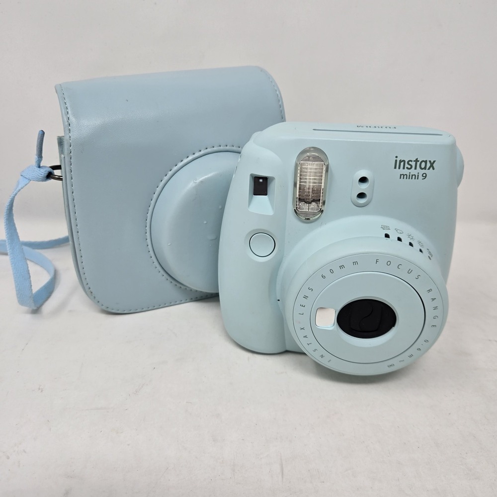 Fujifilm Instax Mini 9 Instant Film Camera Light BLUE w/ Blue Case Tested